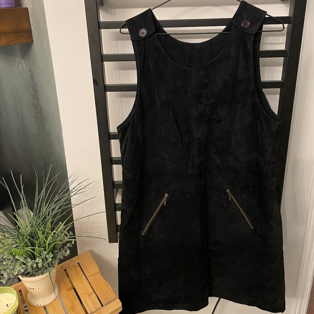 Jenny Buchanan Black Suede Leather Jumper Dress | Size S (Relaxed fit)